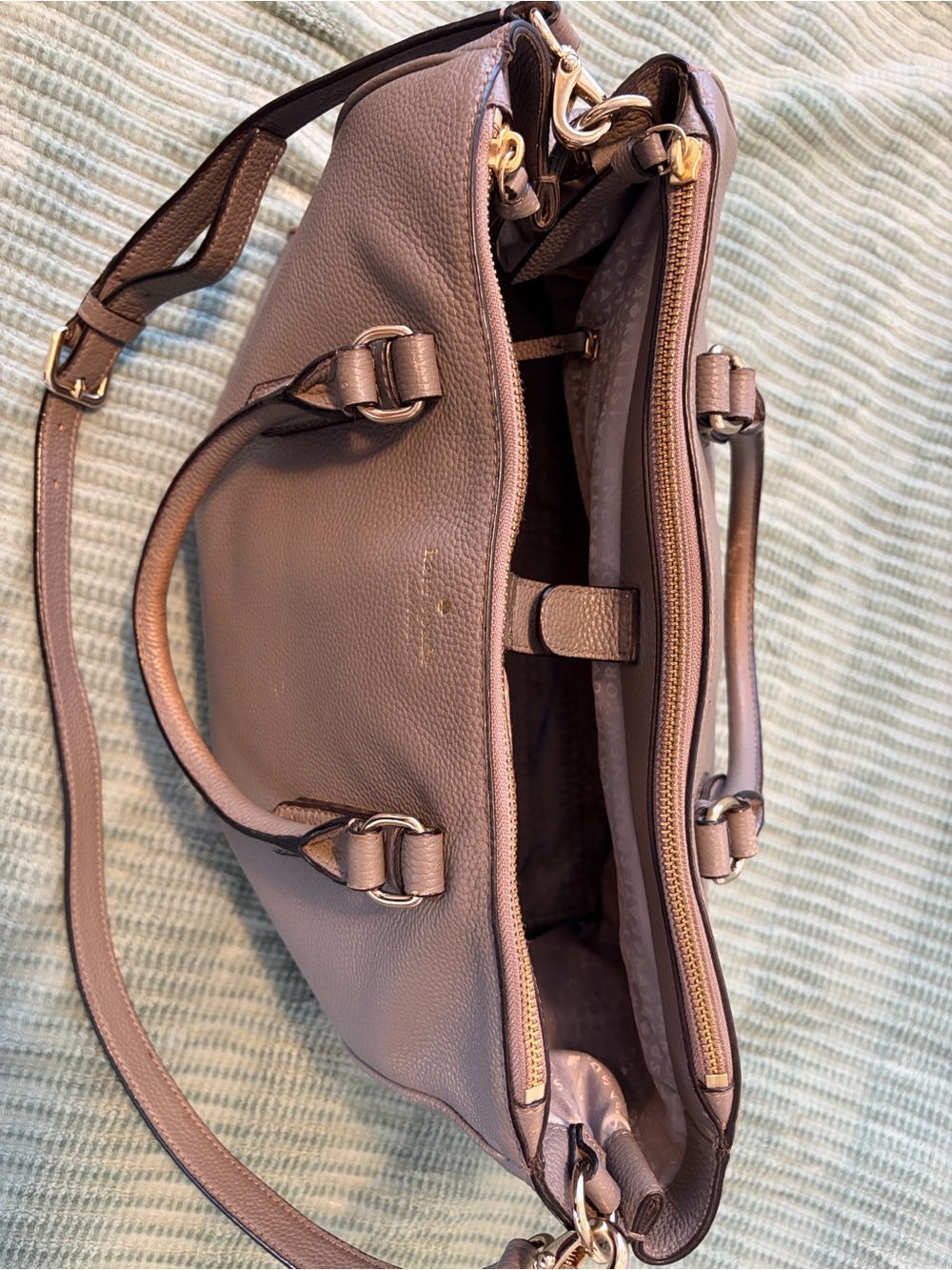 kate spade Pebbled Leather Shoulder Bag in Taupe - Picture 4 of 10